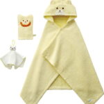 【ラッピング無料】国産 ミキハウス バスポンチョセット イエロー 40-3817-579 綿100% 日本製 ハンドタオル バスミトン