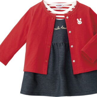 【ラッピング無料】ミキハウス ジャンパースカートセット 14-1805-380 Tシャツ カーディガン