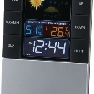 【ラッピング無料】カラーウェザーイン フォクロック 6168-23 目覚まし 時計 温度計 湿度計 天気予報 カレンダー