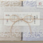 【ラッピング無料】国産 今治謹製 紋織タオル フェイスタオル 2P(木箱入) ブルー IM7720BL 綿100% 日本製