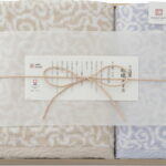 【ラッピング無料】国産 今治謹製 紋織タオル バスタオル ＆ フェイスタオル(木箱入) ブルー IM7735BL 綿100% 日本製