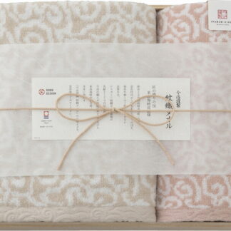 【ラッピング無料】国産 今治謹製 紋織タオル バスタオル ＆ フェイスタオル(木箱入) ピンク IM773 5PI 綿100% 日本製