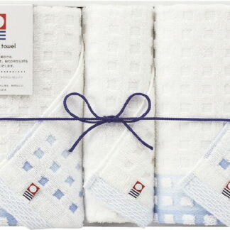 【ラッピング無料】国産 今治タオル 蒼海 フェイスタオル 2P ＆ ウォッシュタオル J-4320 綿100% 日本製