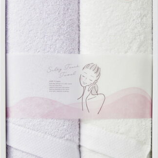 【ラッピング無料】国産 美．hada 弱酸性 潤。ハーフバスタオル 2P ラベンダー ＆ ホワイト JS-0330H2 RA×W 綿100% 日本製