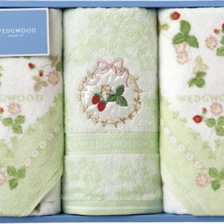 【ラッピング無料】国産 ウェッジウッド ワイルドストロベリー フェイスタオル 3P グリーン TT88300601G 綿100% 日本製