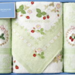 【ラッピング無料】国産 ウェッジウッド ワイルドストロベリー バスタオル ＆ フェイスタオル 2P グリーン TT88500601G 綿100% 日本製