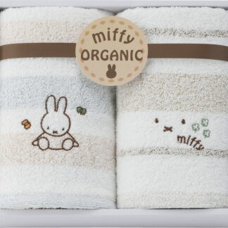 【ラッピング無料】国産 ミッフィー オーガニック フェイスタオル ＆ ウォッシュタオル 2287-24902 パイル糸：オーガニックコットン100％ 日本製