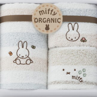 【ラッピング無料】国産 ミッフィー オーガニック フェイスタオル ＆ ウォッシュタオル 2P 2287-25909 パイル糸：オーガニックコットン100％ 日本製