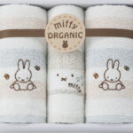 【ラッピング無料】国産 ミッフィー オーガニック フェイスタオル 2P ＆ ウォッシュタオル 2287-26907 パイル糸：オーガニックコットン100％ 日本製
