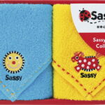 【ラッピング無料】サッシー ミニタオル 2P ブルー ＆ イエロー SA-7082 綿100%