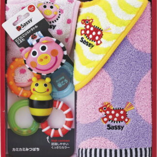 【ラッピング無料】サッシー祝いセット ピンク SZ-7361セット タオルビブ ウォッシュタオル リストラトル 歯がため