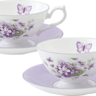 【ラッピング無料】エインズレイ イングリッシュバイオレット ペア ティーカップ ＆ ソーサー ENVI00008-2C