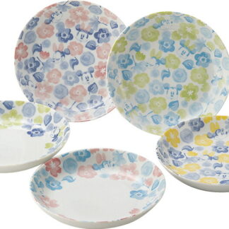 【ラッピング無料】国産 ディズニー ミッキー･フラワー パスタプレート5枚セット 3211-02 日本製 皿