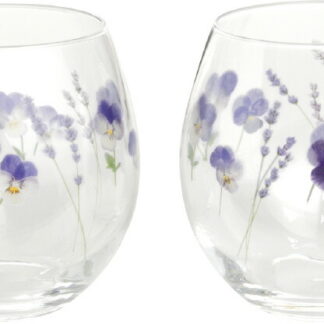 【ラッピング無料】国産 花文グラスハナフミ ペアタンブラー 380ml(ビオラとラベンダー柄) G099-T283 日本製