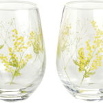 【ラッピング無料】国産 花文グラスハナフミ ペアタンブラー 360ml(ミモザとかすみ草柄) G099-T282 日本製