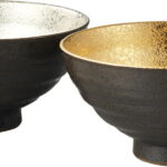 【ラッピング無料】国産 波佐見焼 黄金 ＆ プラチナ ライスボールFペア 001-774 日本製 ご飯茶碗