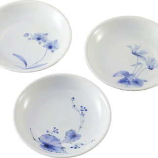 【ラッピング無料】国産 香蘭社 染付三花 パスタ皿3枚揃 9085-3JP 日本製 プレート
