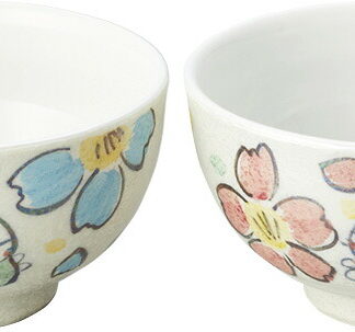 【ラッピング無料】国産 夕立窯 パールうさぎ ペア飯碗 YK681 日本製 ご飯茶碗