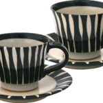 【ラッピング無料】国産 匠魅 黒十草 コーヒーペア碗皿 160250 日本製