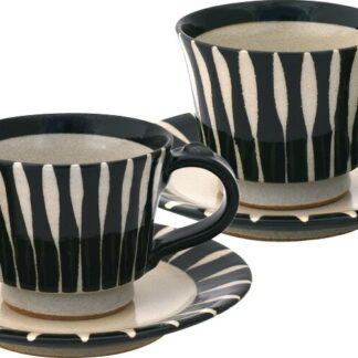 【ラッピング無料】国産 匠魅 黒十草 コーヒーペア碗皿 160250 日本製