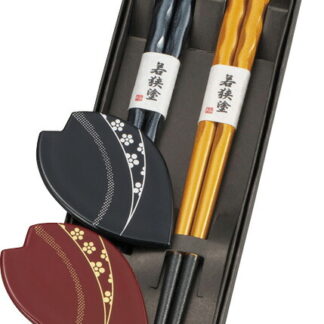 【ラッピング無料】国産 金･銀 食洗機対応塗分箸･箸置ペアセット 16875 日本製