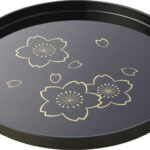 【ラッピング無料】国産 日展作家 橋爪靖雄 夢桜 10.0丸盆 42242 日本製 お盆 トレー トレイ