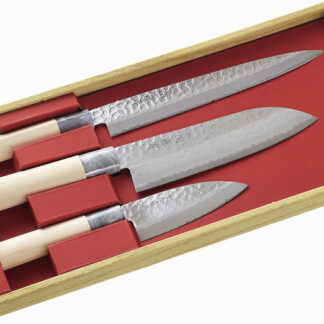 【ラッピング無料】国産 関藤平 鎚起包丁3本組セット(刺身包丁･三徳包丁･小出刃包丁) 32057 日本製
