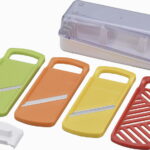 【ラッピング無料】国産 ビタミンアイランド マルチ スライサーセット ME-7287 日本製 千切り つま切り おろし 安全ホルダー 収納ケース 容器