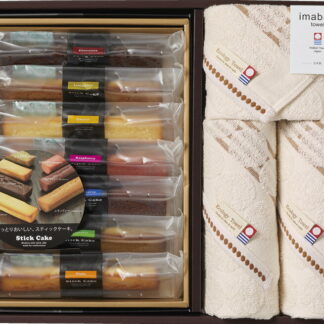 【ラッピング無料】今治タオル ＆ スイーツ グリーンモードエコドットタオル ＆ スティックケーキギフト LST021MD フェイス ウォッシュ タオル