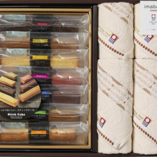 【ラッピング無料】今治タオル ＆ スイーツ グリーンモードエコドットタオル ＆ スティックケーキギフト LST022MD フェイス ウォッシュ タオル