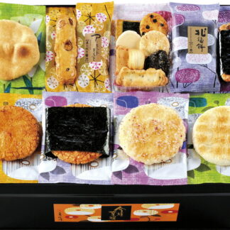 【ラッピング無料】えくぼ屋 今様菓撰おかき詰合せ MK-50 アーモンドそふと直火炊き醤油 兆福餅のり巻 ぐるめ探訪 ぷかぷか煎だし塩 やわらか焼