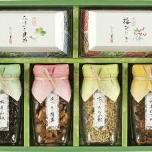 【ラッピング無料】京・料亭 わらびの里 京楽味 わW-30 海老わかめ あさり椎茸 木耳山椒 たけのこ昆布 梅ひじき ちりめん山椒