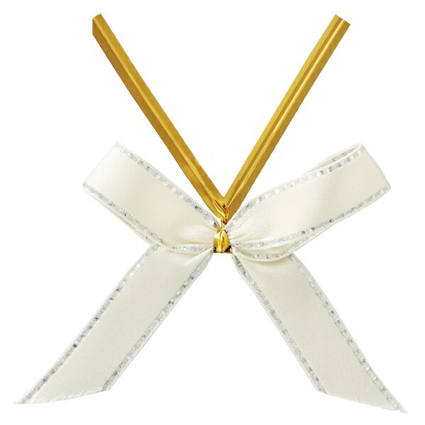 梨地バッグ ネイビー(紺色)/レッド(赤色) + グリッターリボン付きワイヤータイ アイボリー - 画像 (5)