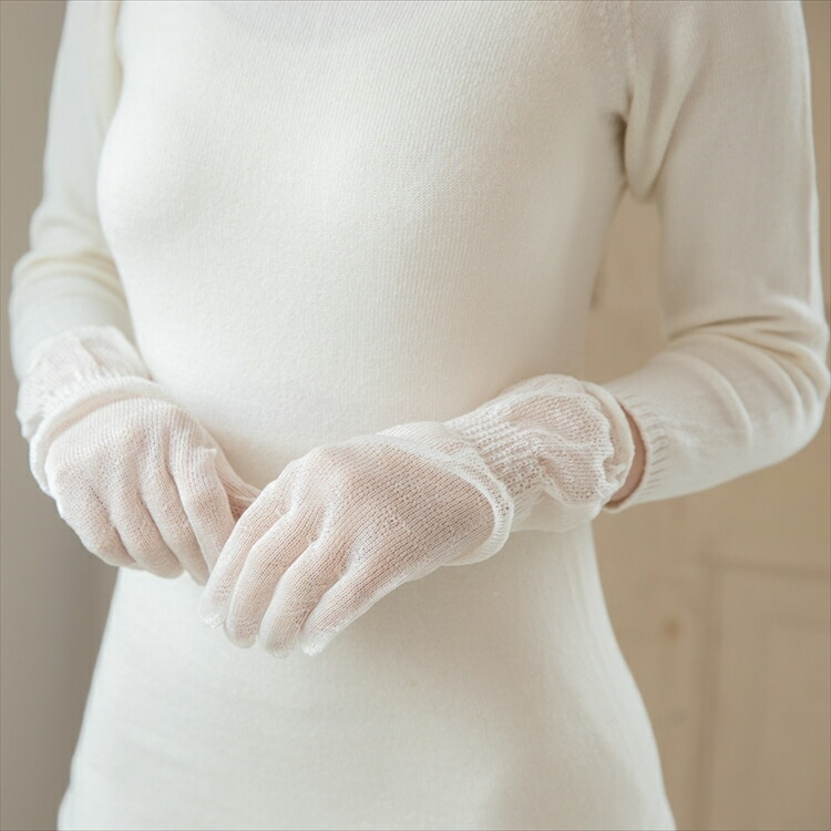 【送料無料】うるおい 純国産シルク セリシン手袋 フリーサイズ 生成色 エコニット 日本製 絹 ぐんま200 ぐんまちゃん 美容 敏感肌 保湿 天然 レビュー おしゃれ - 画像 (6)