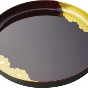 【ラッピング無料】国産 雲金箔 溜塗 10.0丸盆 42252 日本製 お盆 トレー トレイ