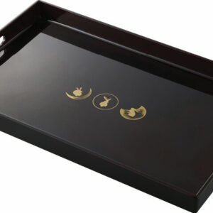 【ラッピング無料】国産 月うさぎ 溜塗 14.0長手盆 42204 日本製 お盆 トレー トレイ