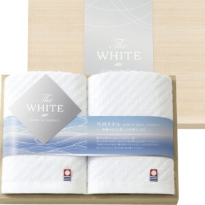 【ラッピング無料】国産 今治 ザ ホワイト 日本製 スリムバスタオル 2P(木箱入) 65530 綿100% 日本製