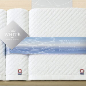 【ラッピング無料】国産 今治 ザ ホワイト 日本製 バスタオル & フェイスタオル 2P(木箱入) 65550 綿100% 日本製