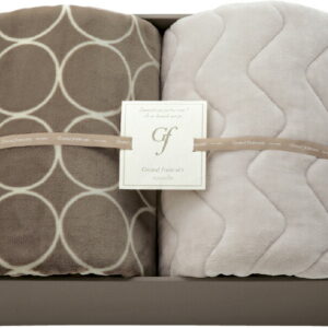 【ラッピング無料】グランフランセヌーベル ハイソフトタッチマイヤー 毛布 & 吸湿発熱綿入り 敷パット グレージュ GFN8157GE 敷きパット