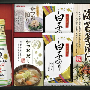 【ラッピング無料】キッコーマン 塩分ひかえめ 生しょうゆ詰合せギフト OR-25 白子のり 味のり 海苔茶漬け かね七 かつおだし マルトモ かつおパック