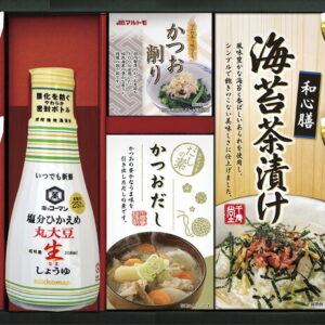 【ラッピング無料】キッコーマン 塩分ひかえめ 生しょうゆ詰合せギフト OR-30 白子のり 味のり 海苔茶漬け かね七 かつおだし マルトモ かつおパック