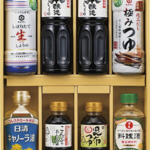 【ラッピング無料】食卓応援バラエティセット SWB-50 サンビシ本醸造しょうゆ キッコーマン 生しょうゆ つゆ 日清 キャノーラ油 日の出料理酒 ワダカン