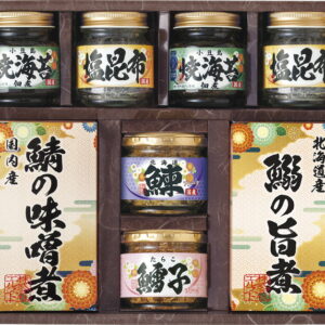 【ラッピング無料】雅和膳 詰合せ 4984-40 焼海苔佃煮 塩昆布 鰯の旨煮 鯖の味噌煮 鰊フレーク 鱈子フレーク