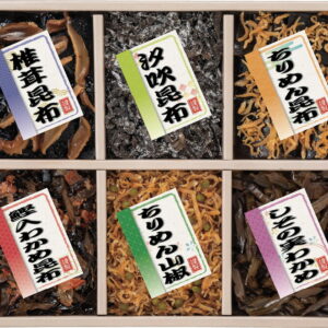 【ラッピング無料】廣川昆布 御昆布 6品佃煮詰合せ 200-24 しその実わかめ 椎茸昆布 ちりめん昆布 鰹入わかめ昆布 ちりめん山椒 汐吹昆布