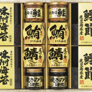 【ラッピング無料】美味之誉 詰合せ 4946-80 焼きのり佃煮 まぐろ油漬け さば尾の身味付け 北海道産鮭フレーク 鰹削り節 有明海産 味付け海苔