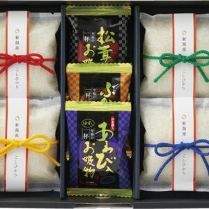 【ラッピング無料】初代田蔵 新潟県産こしひかり至福の一杯贅沢お吸い物ギフトセット YUIFM-3 ふかひれスープ 松茸のお吸い物 あわび入りお吸い物