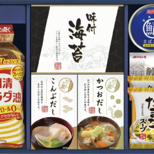 【ラッピング無料】日清オイリオ 食卓バラエティセット CIH-35R サラダ油 たまごスープ ニッスイさば水煮 有明海産味のり かね七 マルトモ かつおパック