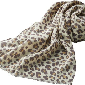 【ラッピング無料】国産 ウルティマ ヒョウ柄シルクウール ストール IAB232 日本製