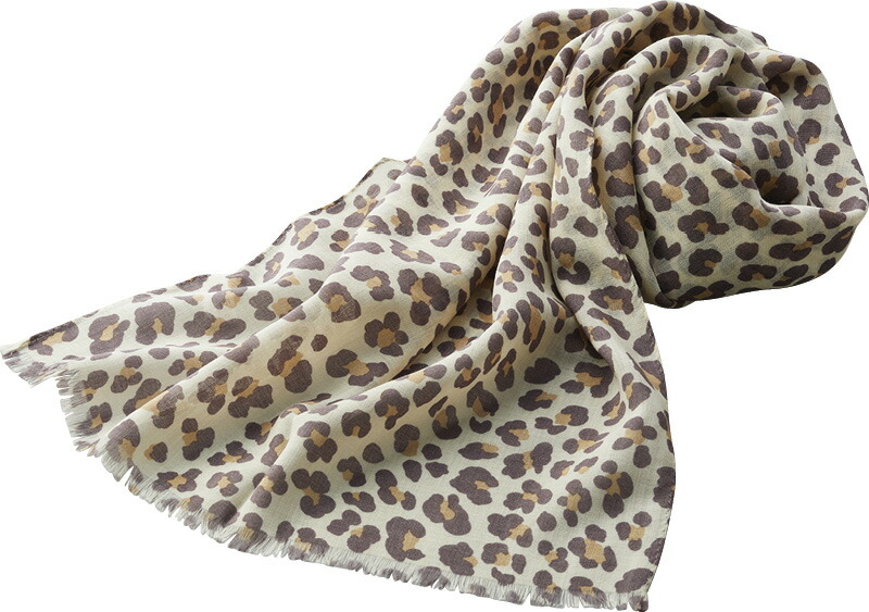 【ラッピング無料】国産 ウルティマ ヒョウ柄シルクウール ストール IAB232 日本製