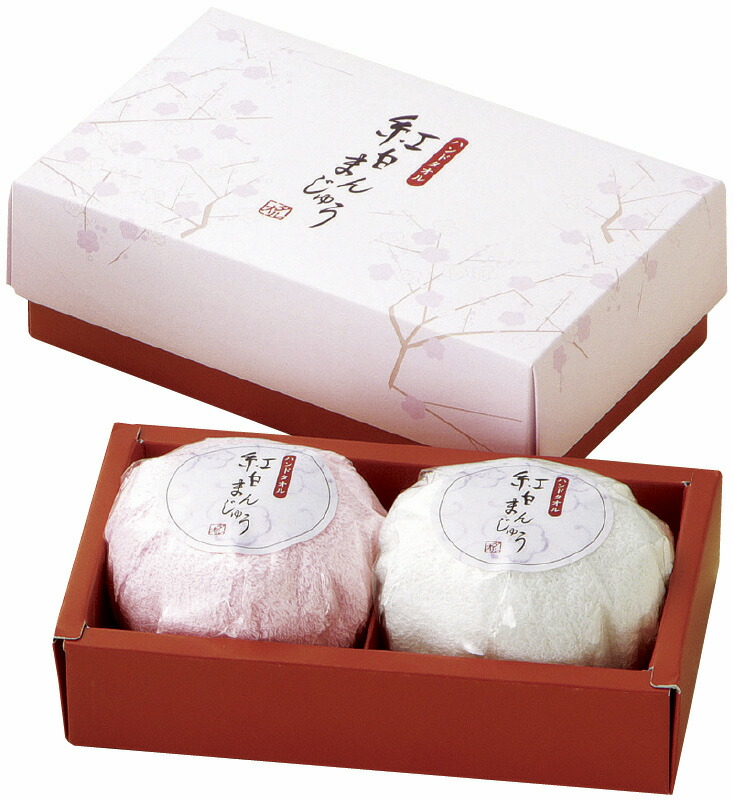 【ラッピング無料】国産 紅白まんじゅうハンドタオル 2P TFG0702802 綿100% 日本製